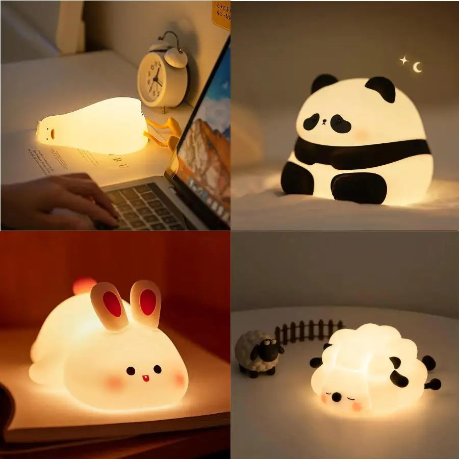 Cute Bunny LED Night Light – Soft Silicone Touch Lamp