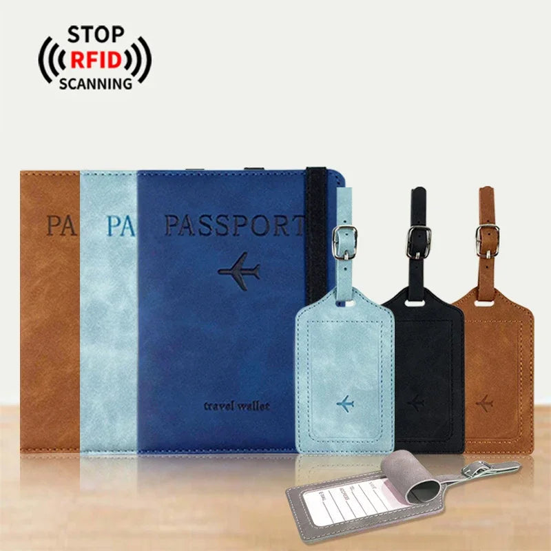 RFID Blocking Passport Holder & Luggage Tag Set – Travel Wallet