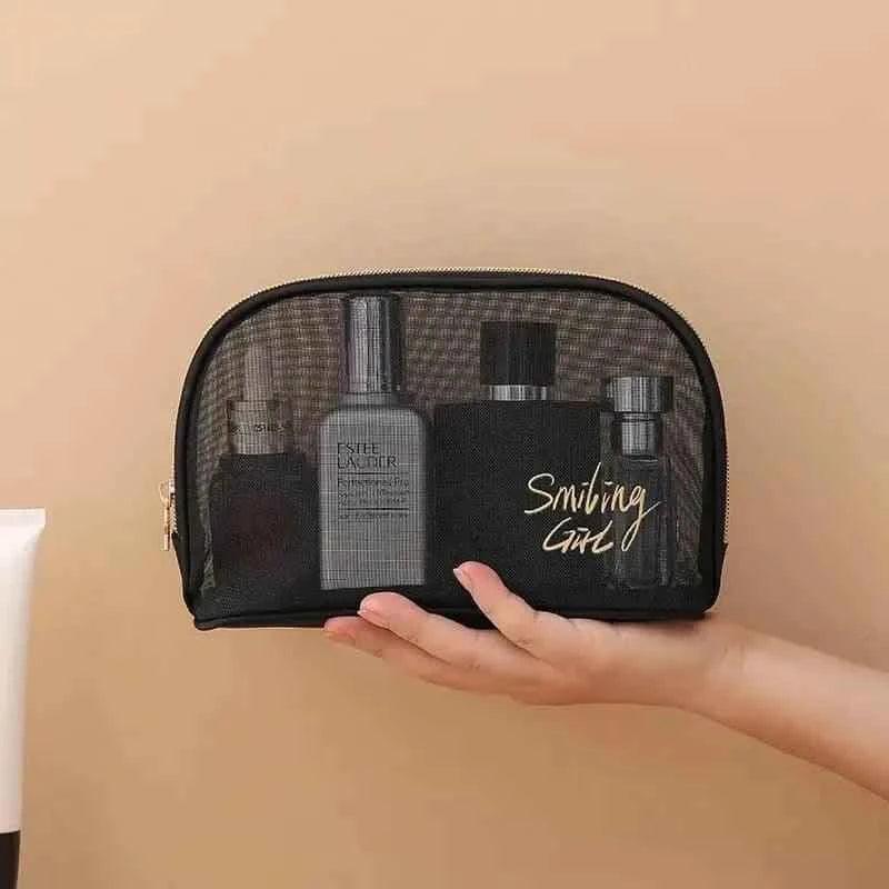 Black Mesh Makeup Bag for Travel and Organization