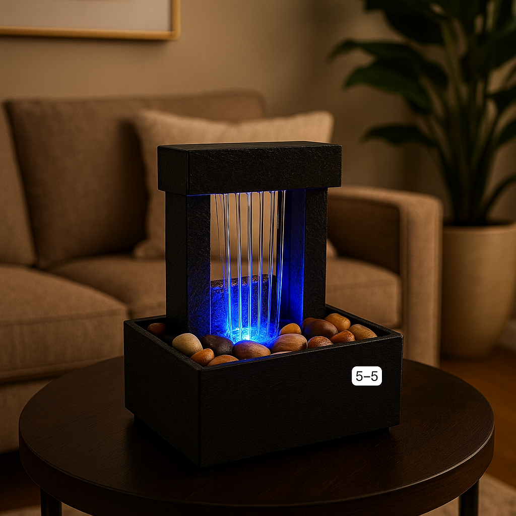 Modern LED Water Fountain – Electric Indoor Decor with Pebbles