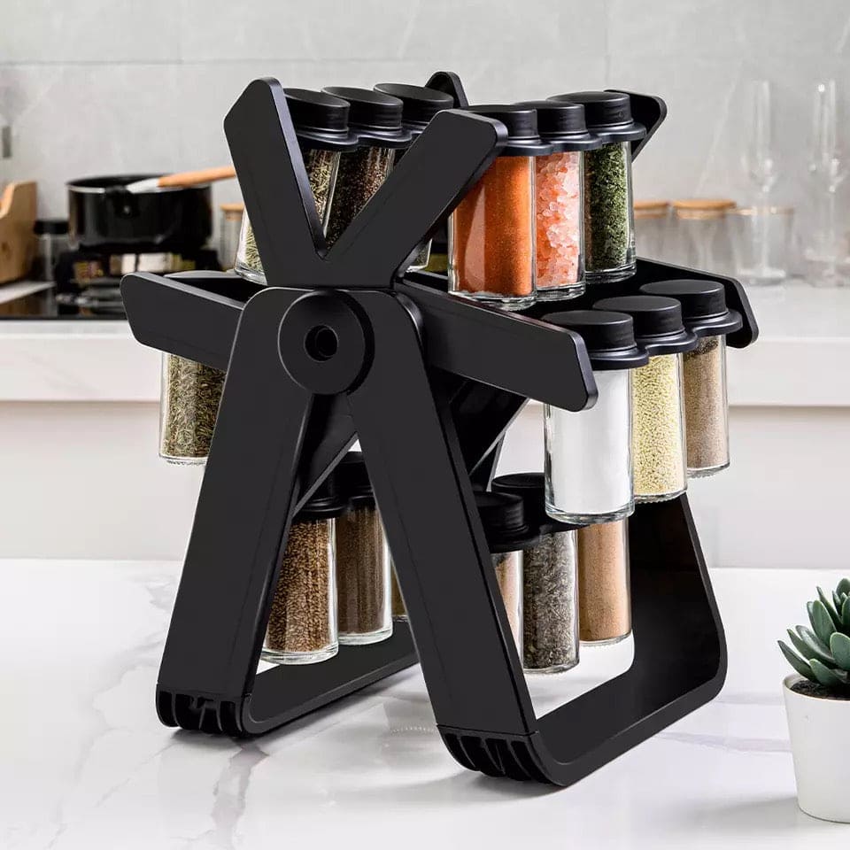 360° Rotating Spice Rack with 18 Spice Jars — Ferris Wheel Style Kitchen Seasoning Organizer