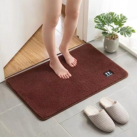 Fluffy Bathroom Mat, Non Slip Plush Carpet Bath Mat, Soft Comfortable Water Absorbent Mat, Bathroom Kitchen Floor Mat, Door Entrance Soft Mat, Thick Shaggy Shower Rug Mat, Plush Microfiber Rugs, Washable Quick Dry Bath Rugs, Anti Skid Bathroom Shower Mat
