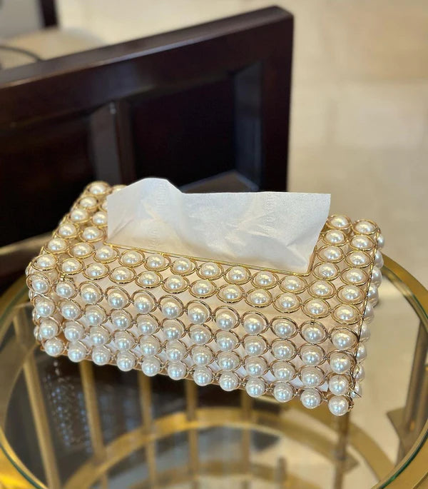 Pearl Tissue Box Elegant Decorative Holder for Home or Office
