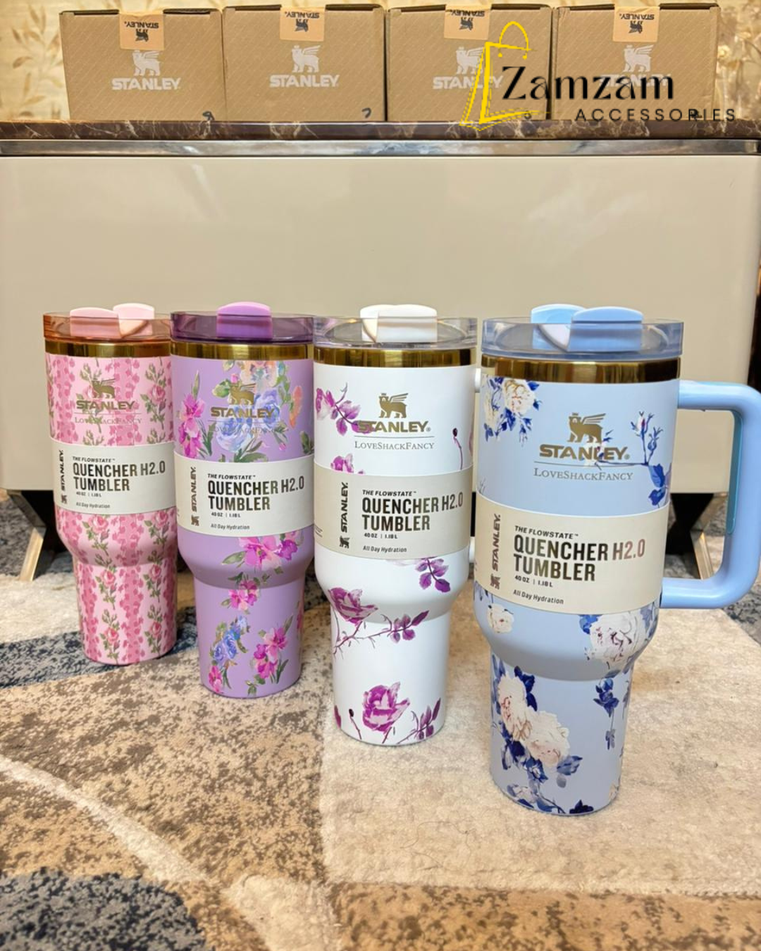 Stanley x LoveShackFancy QUENCHER 40oz (1.18L) Tumbler Floral Collection Insulated Tumbler with Straw & Lid