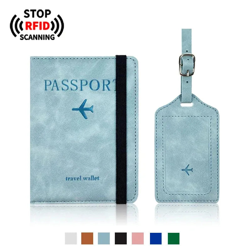 RFID Blocking Passport Holder & Luggage Tag Set – Travel Wallet