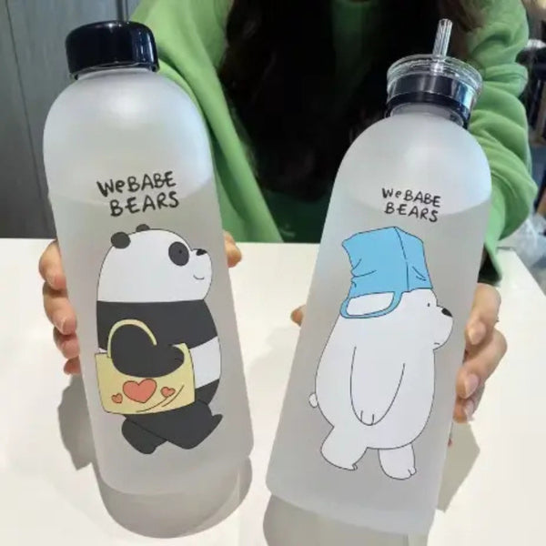Panda Bear Water Bottle with Straw
