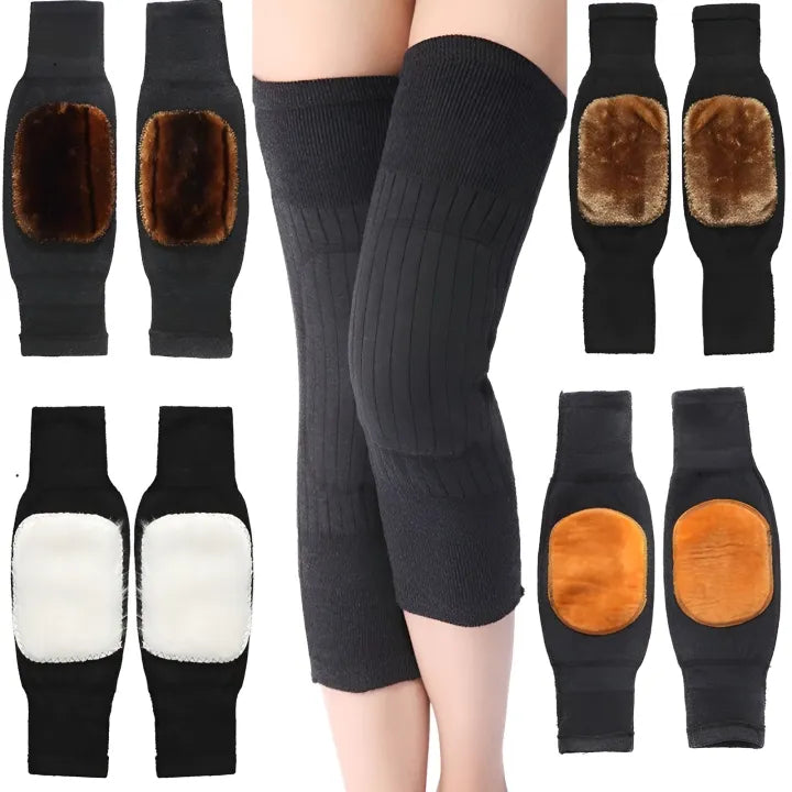 Warm Wool Knee Warmers – 1 Pair (2Pc) | Soft Fleece Knee Pads for Men & Women