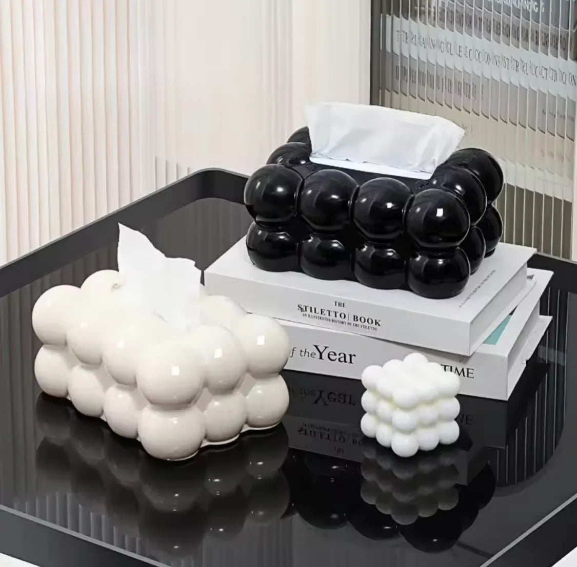 Bubble Shape Tissue Box Holder, Non Slip Ceramic Tissue Box Cover