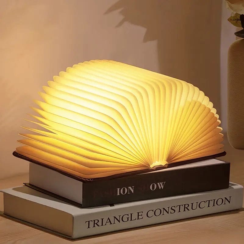 LED Wooden Book Lamp with Warm Light